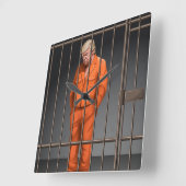 Trump en prison horloge murale acrylique, Carré (Angle)