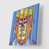 Trump en prison horloge murale acrylique, Carré (Angle)