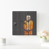 Trump en prison horloge murale acrylique, Carré (Maison)