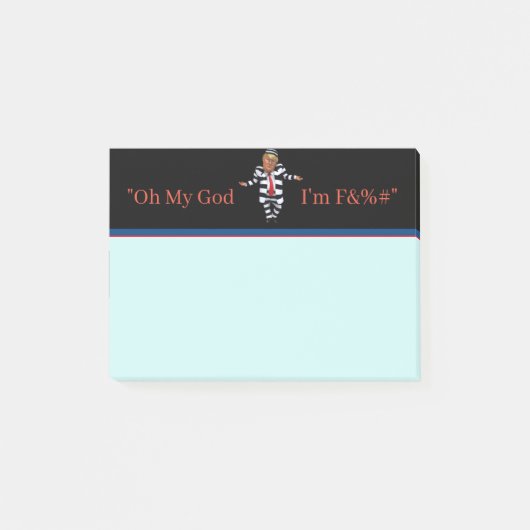 Trump en prison porte des billets post-it (Devant)