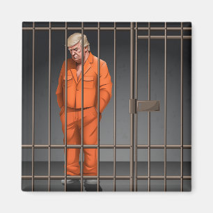 Trump en prison : un aimant Carré de 2 pouces