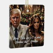 Trump en vrouw "Wie geeft een F*ck" Kerstmis Keramisch Ornament (Rechts)