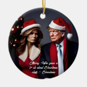 Trump en vrouw "Wie geeft een F*ck" Kerstmis Keramisch Ornament (Voorkant)