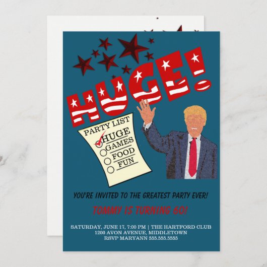 Trump ENORME Grootste Feest ooit Vier het feest Kaart (Voorkant / Achterkant)