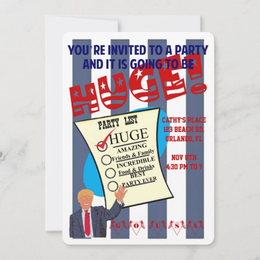 Trump ENORME Uitnodiging Voor Feestcocktailparty (Voorkant)