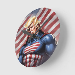 Trump Epic Superhero Wall Clock Ronde Klok