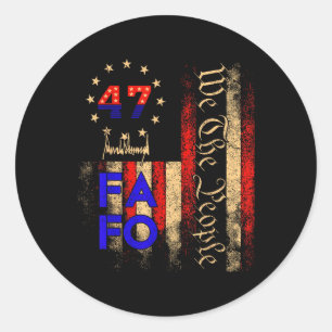 Trump Fafo F in de buurt Ontdek Amerikaanse vlag  Ronde Sticker