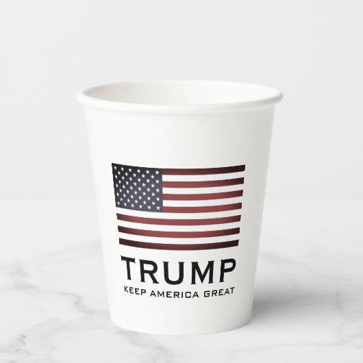 Trump-feestbekers met Amerikaanse vlag - Keep Amer Papieren Bekers (Voorkant)