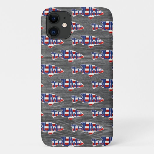 TRUMP Fish Vlaggen op hout Case-Mate iPhone Case (Achterkant)