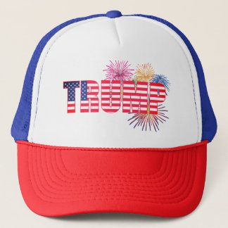 Trump Flag en Vuurwerk Patriottische Trucker Hoed Pet