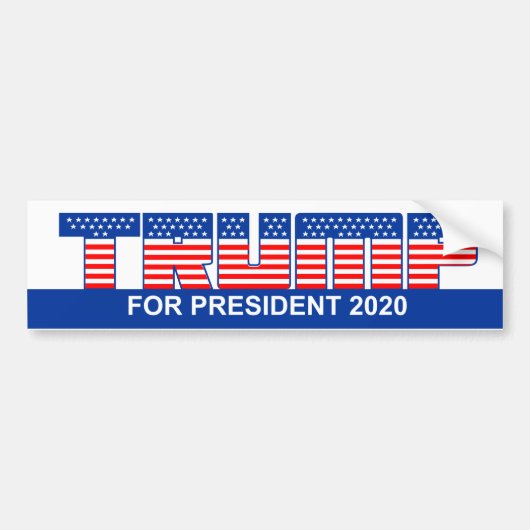 Trump for President 2020 with Flag-like Letters Bumpersticker (Voorkant)