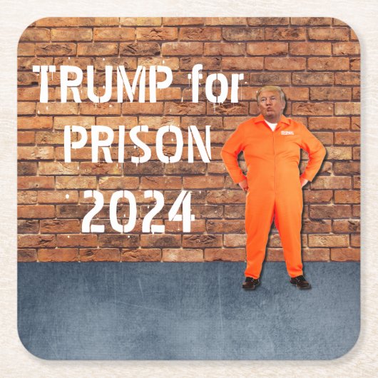 Trump for Prison 2024 Vierkante Kartonnen Onderzetter (Voorkant)