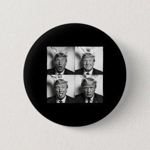 Trump Fotohokje in Bunny Pasen Oren Funny Usa Me Ronde Button 5,7 Cm
