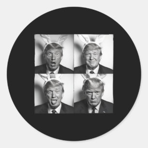 Trump Fotohokje in Bunny Pasen Oren Funny Usa Me Ronde Sticker