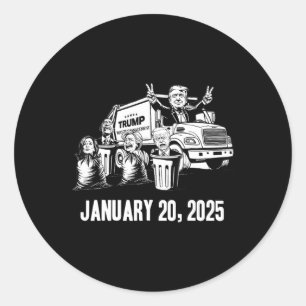 Trump Garbyge Truck Waste Management Inauguratieda Ronde Sticker