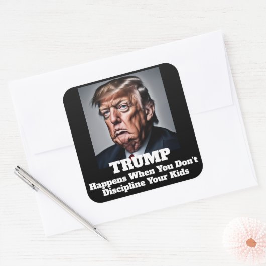 Trump gebeurt vierkante sticker (Envelop)