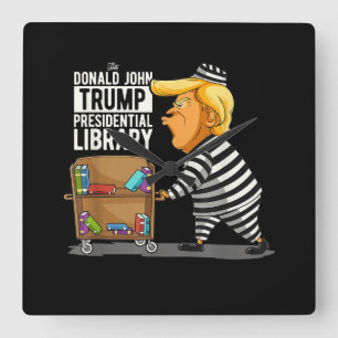 Trump gevangenis presidentiële bibliotheek vierkante klok