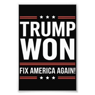 Trump Gewonnen MAGA Trump Winnaar 2024 Repareer Am Foto Afdruk
