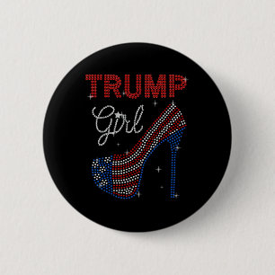 Trump Girl High Heel Rhinestone Amerikaanse vlag S Ronde Button 5,7 Cm