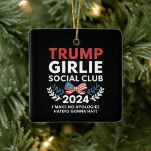 Trump Girlie Coquette Sociale Club Boog Verkiezing Keramisch Ornament