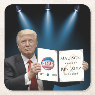 Trump Greatest Amazing Wedding Vierkante Kartonnen Onderzetter