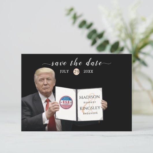 Trump Grootste 💍 Patriottrouwfeest Opslaan De Dat Save The Date (Staand voorkant)