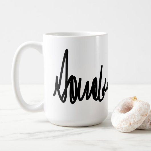 Trump-handtekening Decal Koffiemok (Met donut)