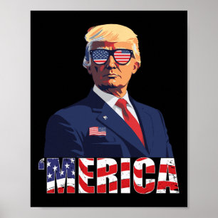 Trump Happy 4th van juli Trump Amerikaanse vlag 1 Poster