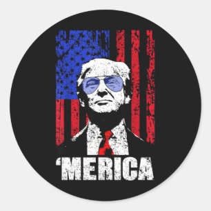 Trump Happy 4th van juli Trump Amerikaanse vlag ge Ronde Sticker
