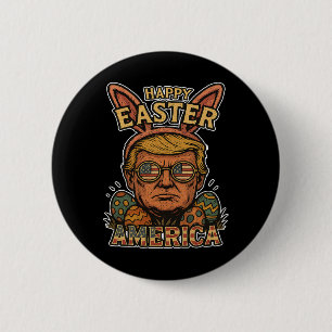 Trump Happy Pasen Konijn Eieren Jacht Lente Grappi Ronde Button 5,7 Cm
