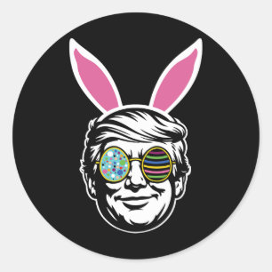 Trump Happy Pasen Konijn Eieren Jacht Lente Grappi Ronde Sticker