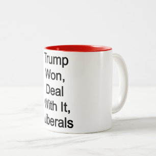 Trump heeft gewonnen, deal met de liberalen tweekleurige koffiemok