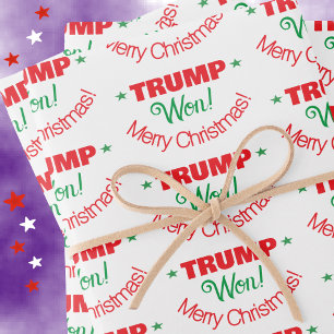 Trump heeft gewonnen! Rood Groen Vrolijk Kerstset  Inpakpapier Vel