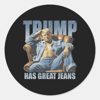 Trump Heeft Grote Broeken Grappig Retro Ronde Sticker
