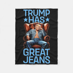 Trump Heeft Grote Broeken Grappige Retro Denim Mem Fleece Deken