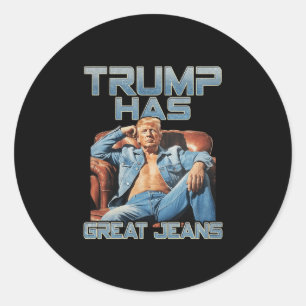 Trump Heeft Grote Jeans Grappige Grafische Retro D Ronde Sticker