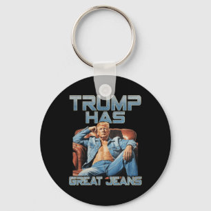 Trump Heeft Grote Jeans Grappige Grafische Retro D Sleutelhanger