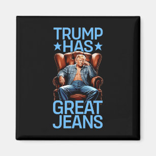 Trump Heeft Grote Jeans Grappige Retro Denim Meme Magneet