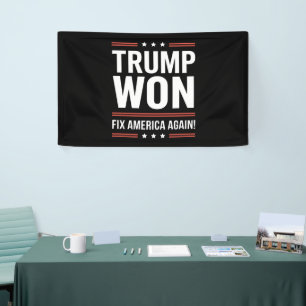 Trump heeft MAGA Trump-winnaar 2024 Fix America op Spandoek