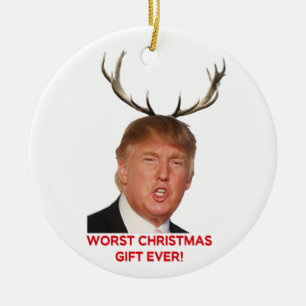 Trump, het ergste kerstcadeau ooit. Keramische orn Keramisch Ornament
