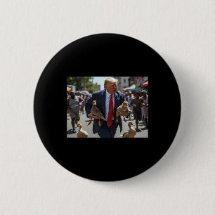 Trump houdt eend en kat en stemt Trump-huisdieren Ronde Button 5,7 Cm