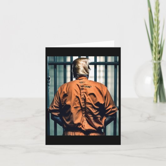 Trump in de gevangenis Sinaasappel jumpsuit hand g Kaart (Voorkant)