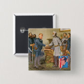 Trump in de rechtbank vierkante button 5,1 cm (Voorkant /achterkant)