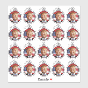 Trump in een kerstboom bal sticker