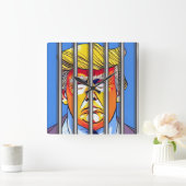 Trump in Jail Acrylic Wall Clock, Square Vierkante Klok (Huis)