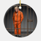Trump in Jail Ceramic Circle Ornament (Achterkant)