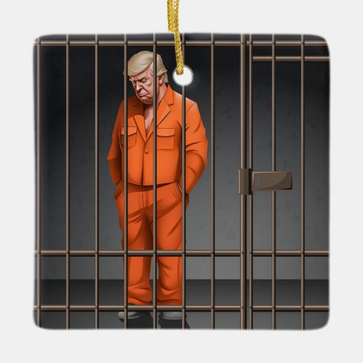 Trump in Jail Ceramic Square Ornament (Voorkant)