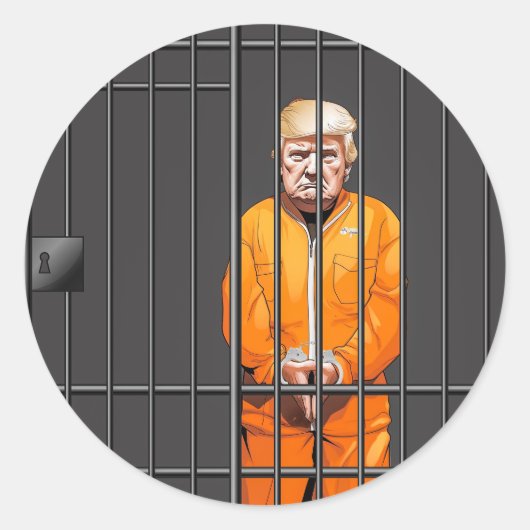 Trump in Jail Classic Round Sticker (Voorkant)
