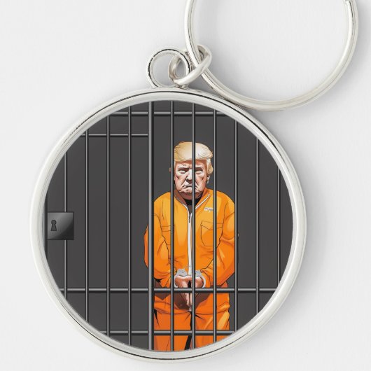 Trump in Jail Round Sleutelhanger (Voorkant)