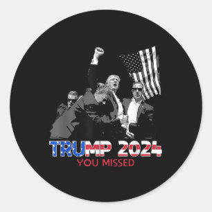 Trump Inatie Bloody Ear Butler Trump Xou gemist Ronde Sticker